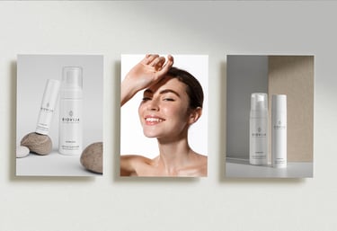 Biovija kosmetikos pakuotės dizainas – sukurtas vizualinis identitetas prekės ženklui