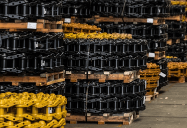 undercarriage chains for heavy machinery in warehousee