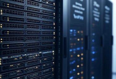 a server rack with many servers and servers