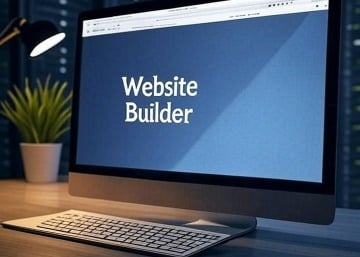 a computer monitor screen showing a website builder