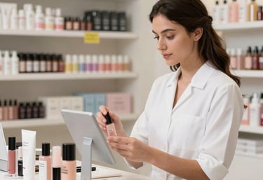 A collection of skincare and beauty products on a soft, white, fluffy background. The main items include a Clinique skin care jar, a Mario Badescu facial spray bottle, and a Clarisonic face cleansing brush with its accompanying tube. The arrangement is clean and aesthetically pleasing.