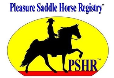 Official Pleasure Saddle Horse Registry PSHR logo featuring a cowboy silhouette on a gaited horse.