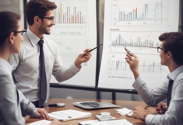 Photo of a modern office workspace with documents and coffee cups, symbolizing business planning.