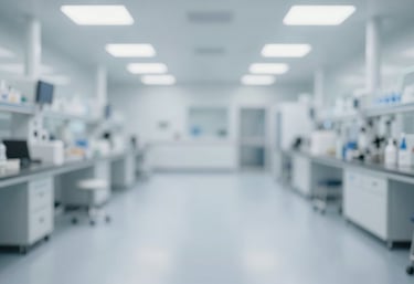 Bright, clean laboratory or food processing floor showing the reflection of fluorescent lights on a polished surface. Clinical, professional look.