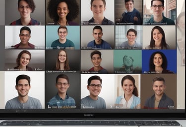 A coach guiding a small group in a bright, welcoming room.