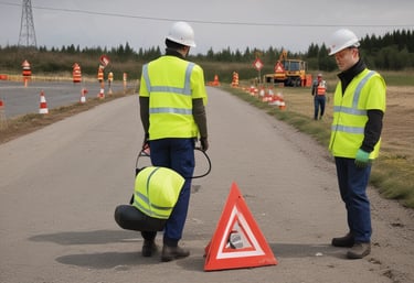 A group of diverse African professionals engaged in a hands-on HSE training session outdoors.