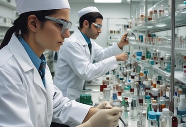 Close-up of quality control inspection in a modern factory setting.