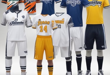 Display of promotional items including branded pens, mugs, and bags.