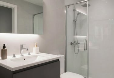 a man riding a skateboard down a street next to tall buildings