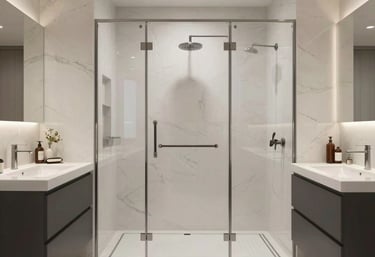 a man riding a skateboard down a street next to tall buildings