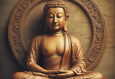 a statue of a buddha sitting in a circle