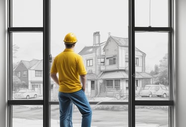 Visual of a modern, energy-efficient house with solar panels on the roof.