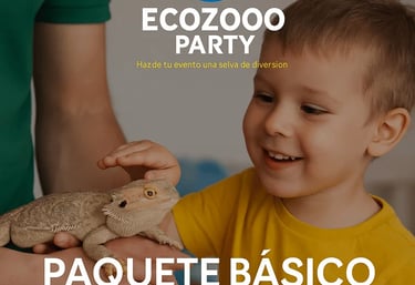 Paquete básico Ecozooo Party: +15 animales exóticos para fiestas infantiles en CDMX y Estado de México