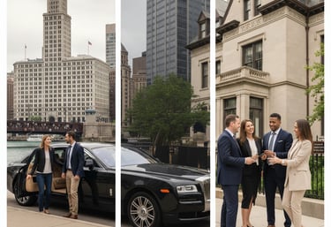 “Luxury Chicago black car service offering private city tours near downtown landmarks.”