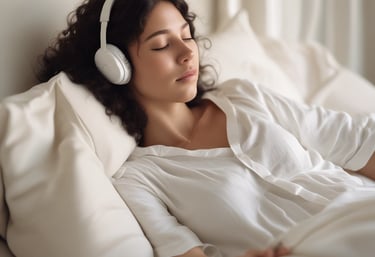 Close-up of hands gently holding a glowing crystal with soft clouds in the background.