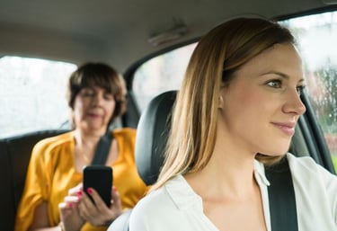 Rideshare driver transporting passenger using weekly rental car in Tucson Arizona
