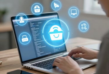 Close-up of hands adjusting campaign settings on a digital dashboard.