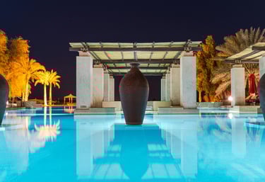 a pool with a lot of water and a lot of trees