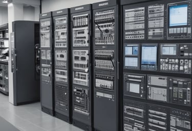 A technician calibrating sophisticated electronic measurement equipment in a modern industrial lab.