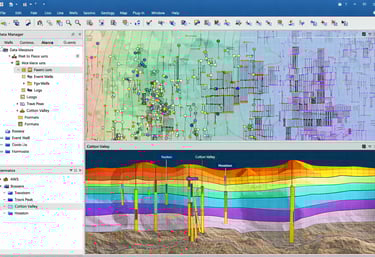 Workstation of a geologist analyzing a field