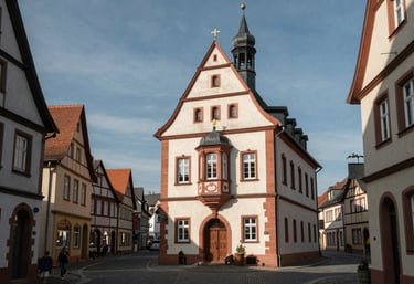 The picturesque town hall or a recognizable street in Bellheim, Südpfalz, during a clear day, Central European architecture, professional photography.