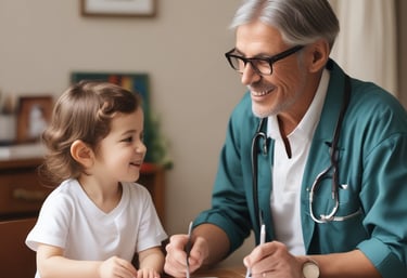 Close-up of a hearing aid device resting on a wooden table.
