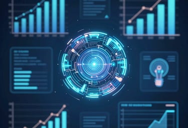 Modern office environment showing a diverse team collaborating on AI software development.