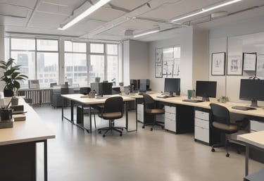 A confident IT consultant discussing network plans with a small business owner in a modern office.