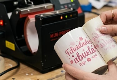 una taza recién sublimada con la frase felicidades abuela
