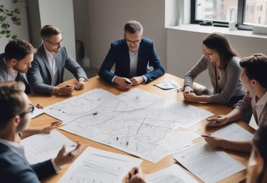 Visual of digital learning solutions being accessed on multiple devices in an office setting.