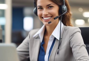 A team of engineers collaborating over blueprints in a bright office with blue, white, and orange accents.