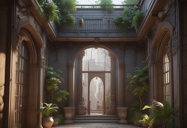 A detailed 3D model of a cyberpunk cityscape illuminated with soft neon lights and glass reflections.