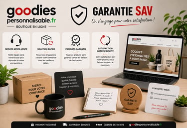Garantie SAV retour échange goodiespersonnalisables.fr Amboise Tours Paris France