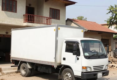 Professional movers handling packed boxes with care in a traditional Pakistani home.