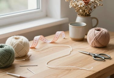 Close-up of artisan hands crocheting a delicate doll with soft cotton yarn.