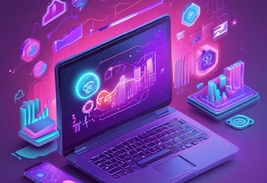 A vibrant workspace showing a team collaborating on SEO strategies with laptops and charts.