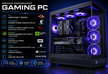 High-end custom gaming PC with RGB lighting built in Burlington VT