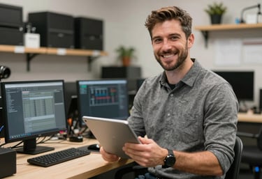 Local technician providing computer support in a Burlington business