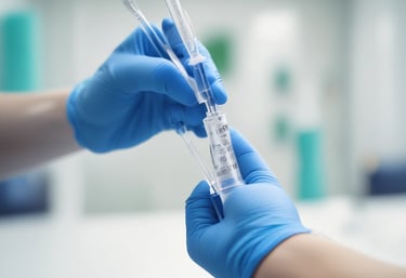 A bright, modern lab space with scientists carefully preparing peptide samples.