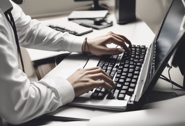 A modern office workspace with a team collaborating on software development.