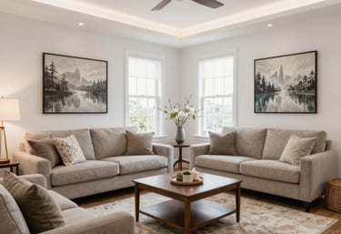 Cozy shared living room with natural light and comfortable seating, showing a welcoming home environment.