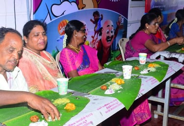 Traditional vegetarian meals served for family guests at Hotel Aishwariyam Thirukadaiyur hotel near Abirami Temple