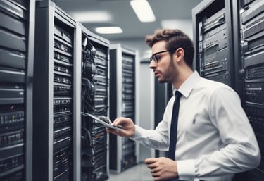 A friendly support specialist assisting a client over the phone with a smile.