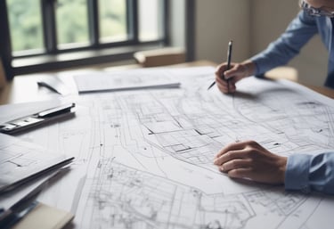 Close-up of detailed 3D architectural elevation on a sleek digital tablet.