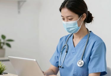 A friendly doctor consulting with a patient in a bright, modern clinic room.