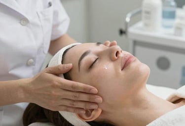 A serene treatment room with acupuncture needles gently placed on a patient's back.