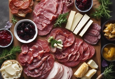 A rustic wooden board with bruschetta topped with fresh tomatoes and basil, next to a small bowl of olive oil.