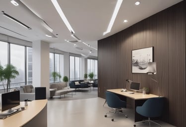 A vibrant office space in Visakhapatnam bustling with a diverse team collaborating on digital projects.