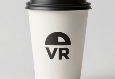 Close-up of eco-friendly paper cups stacked neatly on a wooden table.