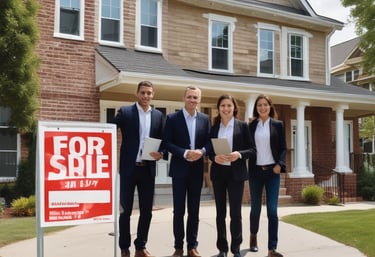 A happy homeowner shaking hands with a Luxr Group representative outside a renovated Long Island house.